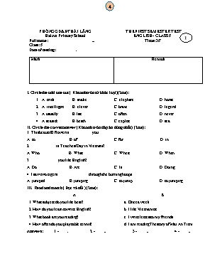 Đề kiểm tra học kì I Tiếng anh lớp 5 - Trường Tiểu học Hải An